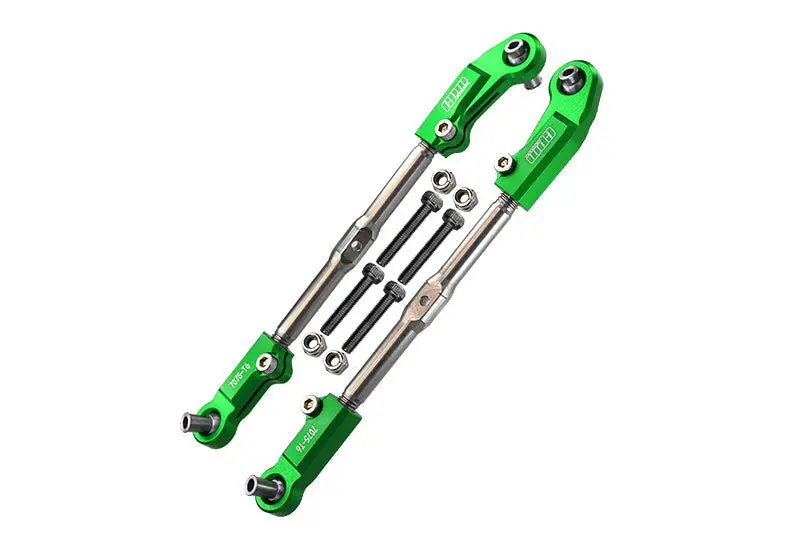 Aluminum + Stainless Steel Adjustable Front Steering Tie Rod For Arrma 1:8 Kraton 6S / Rc Talion 6S / Outcast 6S / Electric Talion 6S / Notorious 6S / Kraton 6S V5 / Notorious 6S V5 - Green 1