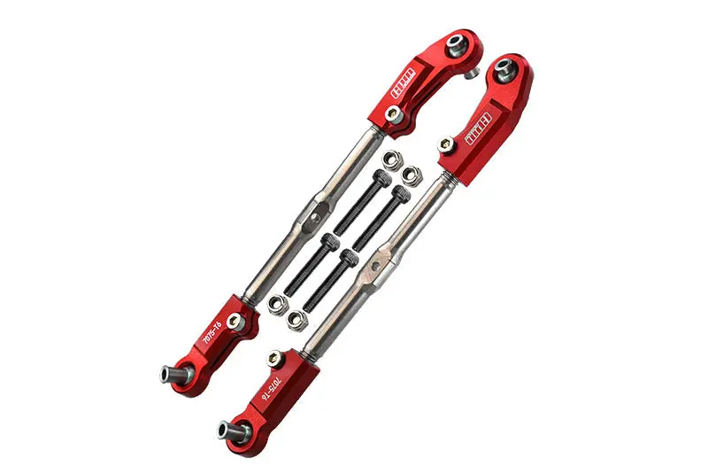 Aluminum + Stainless Steel Adjustable Front Steering Tie Rod For Arrma 1:8 Kraton 6S / Rc Talion 6S / Outcast 6S / Electric Talion 6S / Notorious 6S / Kraton 6S V5 / Notorious 6S V5 - Red 1