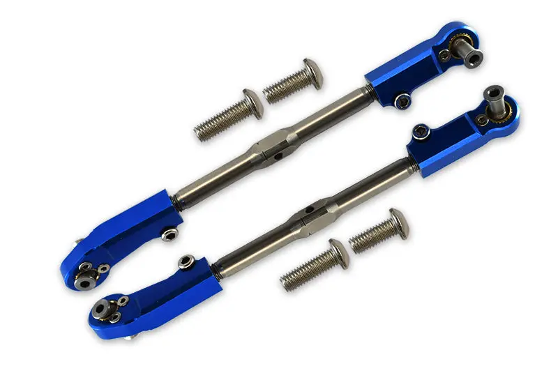 Aluminum + Stainless Steel Adjustable Front Steering Tie Rod For Arrma 1:8 Kraton / Talion / Notorious / Outcast / Kraton V5 / Notorious V5 / 1:7 Fireteam - 2Pc Set Blue 1