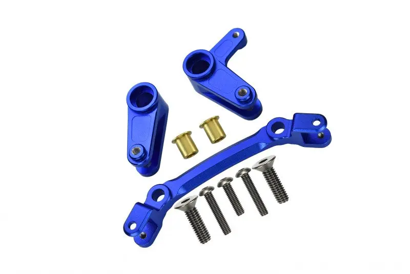 Aluminum Steering Assembly For Arrma 1:10 Granite / Big Rock 3S / Big Rock V3 3S / Vorteks 3S / Senton 3S / 1:8 Vendetta 3S - 10Pc Set Blue 1