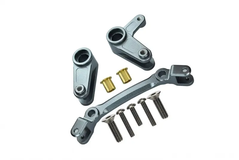 Aluminum Steering Assembly For Arrma 1:10 Granite / Big Rock 3S / Big Rock V3 3S / Vorteks 3S / Senton 3S / 1:8 Vendetta 3S - 10Pc Set Gray Silver 1