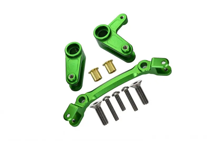 Aluminum Steering Assembly For Arrma 1:10 Granite / Big Rock 3S / Big Rock V3 3S / Vorteks 3S / Senton 3S / 1:8 Vendetta 3S - 10Pc Set Green 1