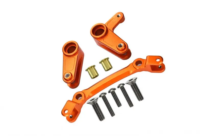 Aluminum Steering Assembly For Arrma 1:10 Granite / Big Rock 3S / Big Rock V3 3S / Vorteks 3S / Senton 3S / 1:8 Vendetta 3S - 10Pc Set Orange 1