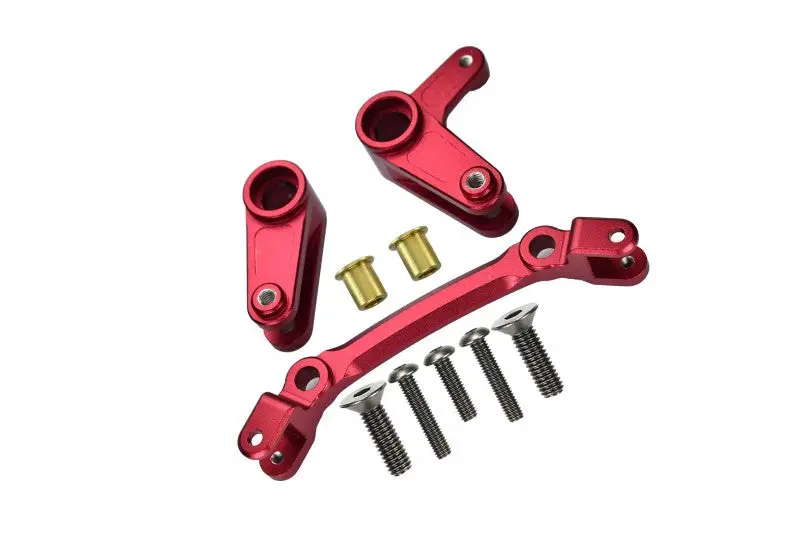 Aluminum Steering Assembly For Arrma 1:10 Granite / Big Rock 3S / Big Rock V3 3S / Vorteks 3S / Senton 3S / 1:8 Vendetta 3S - 10Pc Set Red 1