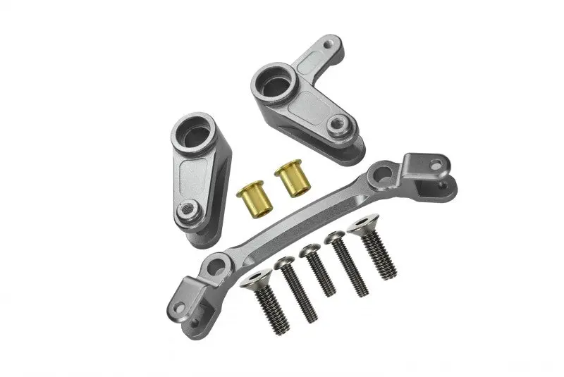 Aluminum Steering Assembly For Arrma 1:10 Granite / Big Rock 3S / Big Rock V3 3S / Vorteks 3S / Senton 3S / 1:8 Vendetta 3S - 10Pc Set Silver 1