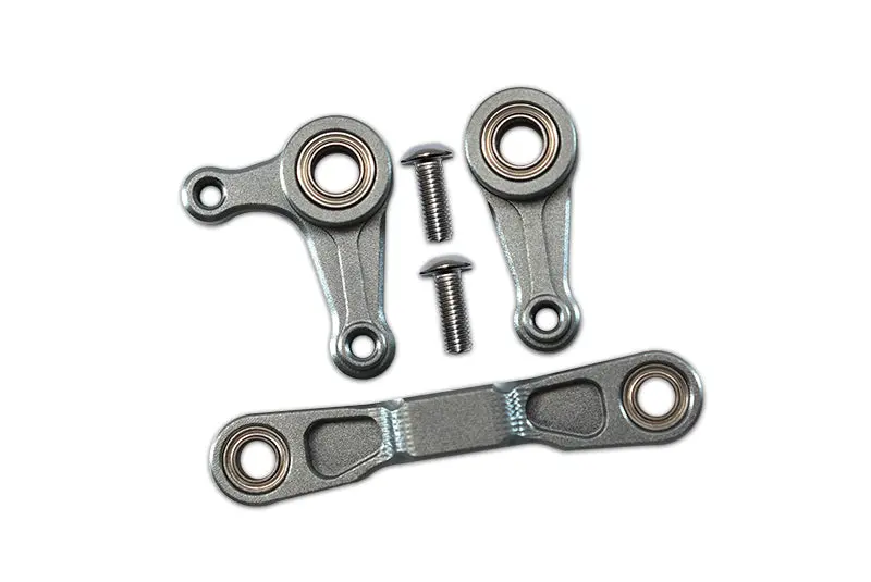 Aluminum Steering Assembly With 5X8 Bearings For 1/10 Tamiya Xv-01 - 3Pc Set Gray Silver 1