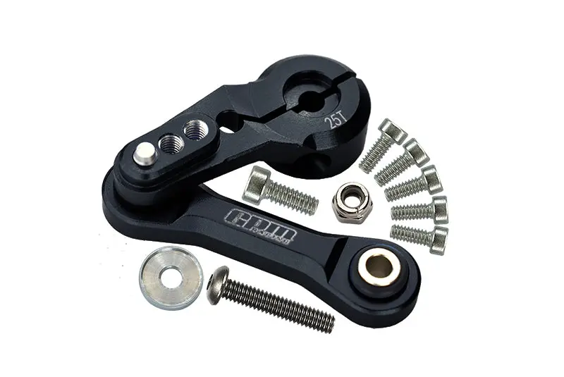 Aluminum Tie Rod + 25T Servo Horn For Arrma 1:8 Kraton / Typhon / Talion / Outcast / Notorious / Kraton V5 / Notorious V5 / 1:7 Limitless / Infraction / Mojave / Fireteam - 11Pc Set Black 1