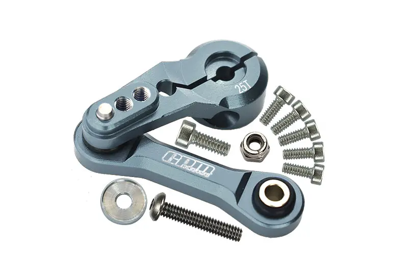 Aluminum Tie Rod + 25T Servo Horn For Arrma 1:8 Kraton / Typhon / Talion / Outcast / Notorious / Kraton V5 / Notorious V5 / 1:7 Limitless / Infraction / Mojave / Fireteam - 11Pc Set Gray Silver 1