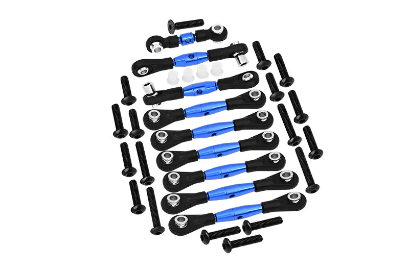 Aluminum Tie Rods For 1/10 Traxxas Ford Gt 4-Tec 2.0 83056-4 / 4-Tec 3.0 93054-4 - 9Pc Set Blue 1