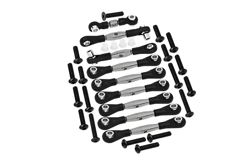 Aluminum Tie Rods For 1/10 Traxxas Ford Gt 4-Tec 2.0 83056-4 / 4-Tec 3.0 93054-4 - 9Pc Set Gray Silver 1