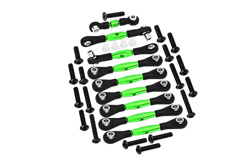 Aluminum Tie Rods For 1/10 Traxxas Ford Gt 4-Tec 2.0 83056-4 / 4-Tec 3.0 93054-4 - 9Pc Set Green 1