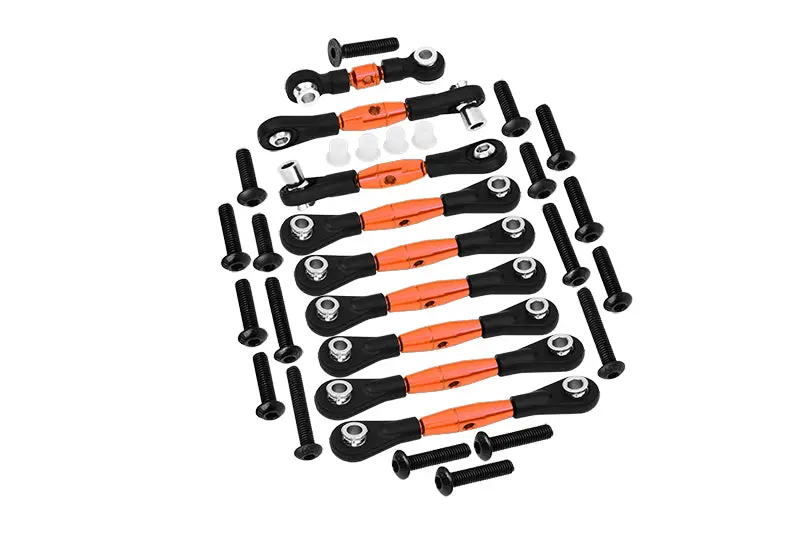 Aluminum Tie Rods For 1/10 Traxxas Ford Gt 4-Tec 2.0 83056-4 / 4-Tec 3.0 93054-4 - 9Pc Set Orange 1