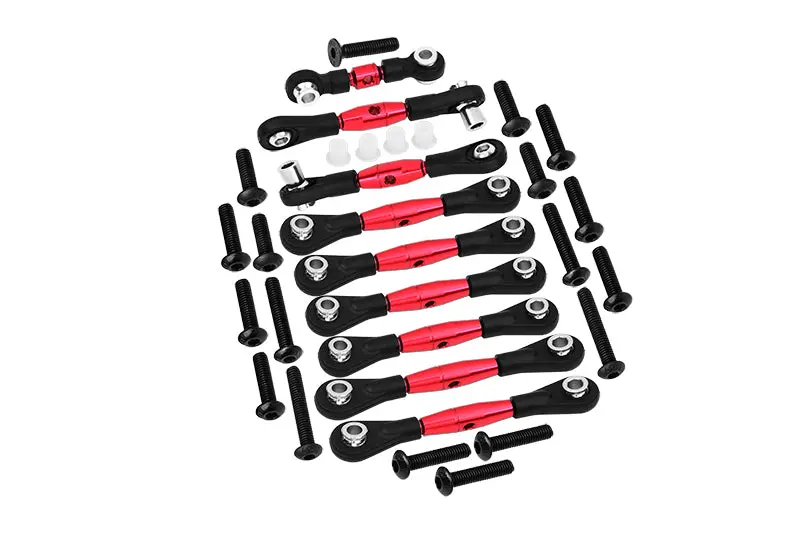 Aluminum Tie Rods For 1/10 Traxxas Ford Gt 4-Tec 2.0 83056-4 / 4-Tec 3.0 93054-4 - 9Pc Set Red 1