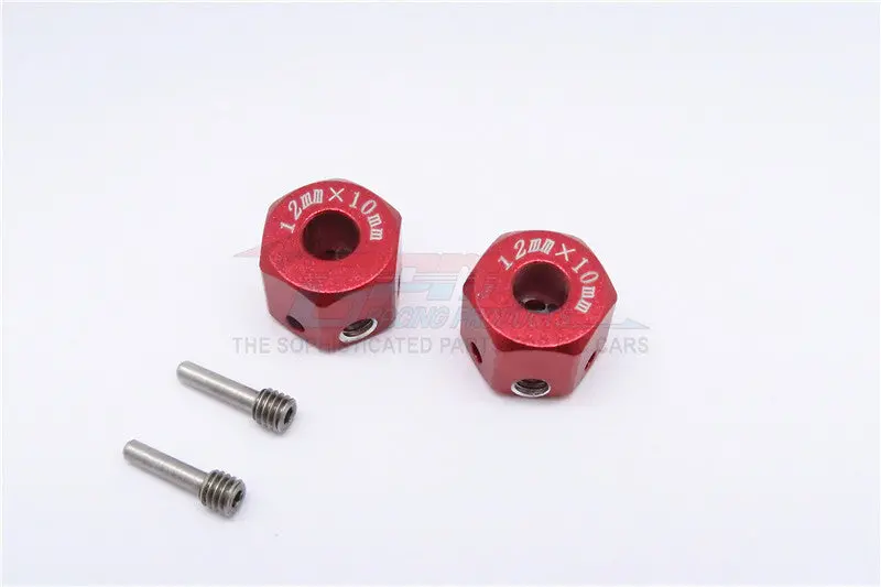Aluminum Universal Hex Adapter 12Mmx10mm - 2Pcs Set Red 1