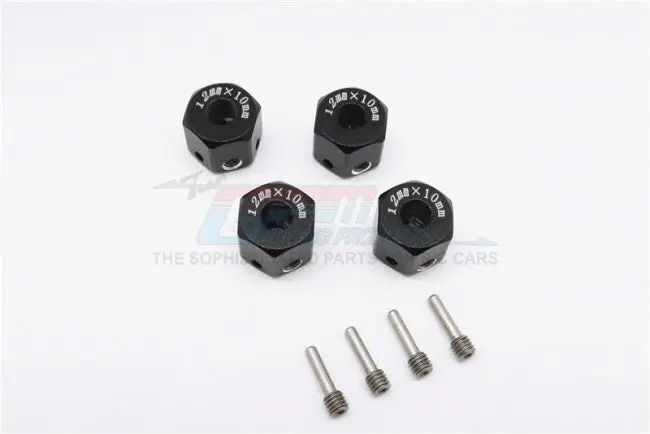 Aluminum Universal Hex Adapter 12Mmx10mm - 4Pcs Set Black 1