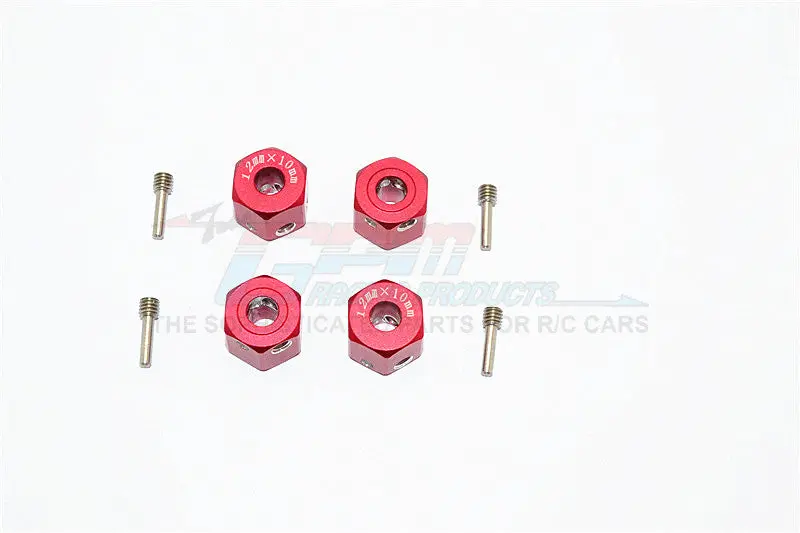 Aluminum Universal Hex Adapter 12Mmx10mm - 4Pcs Set Red 1