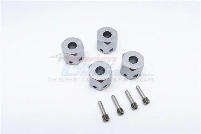 Aluminum Universal Hex Adapter 12Mmx11mm - 4Pcs Set Gray Silver 1