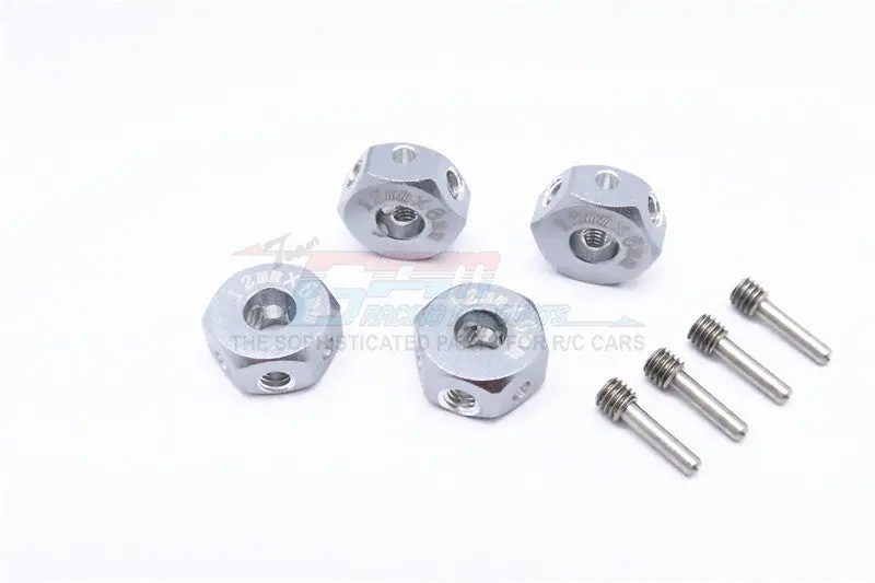 Aluminum Universal Hex Adapter 12Mmx6mm - 4Pcs Set Gray Silver 1