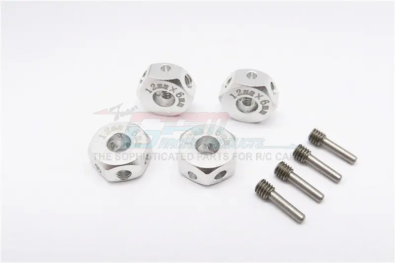Aluminum Universal Hex Adapter 12Mmx6mm - 4Pcs Set Silver 1