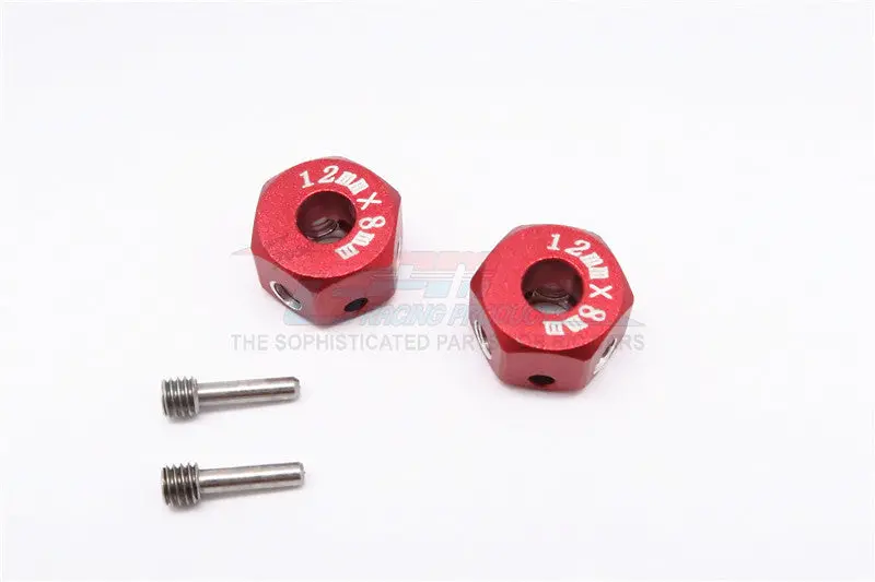 Aluminum Universal Hex Adapter 12Mmx8mm - 2Pcs Set Red 1