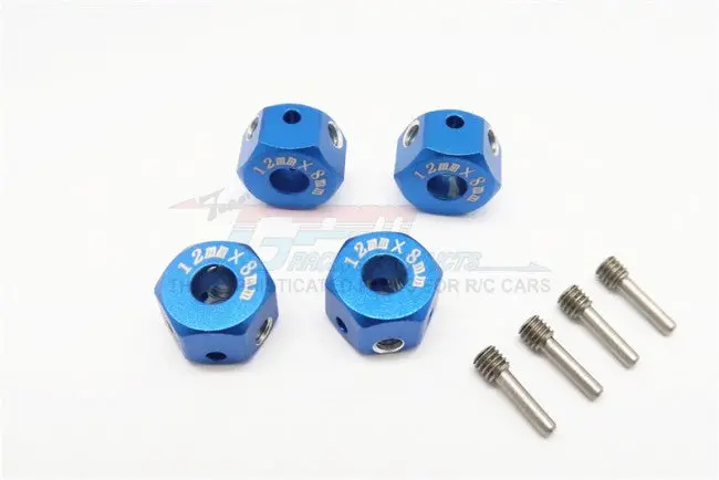 Aluminum Universal Hex Adapter 12Mmx8mm - 4Pcs Set Blue 1