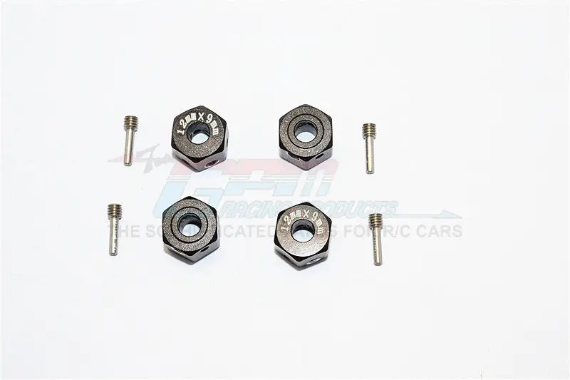 Aluminum Universal Hex Adapter 12Mmx9mm - 4Pcs Set Black 1
