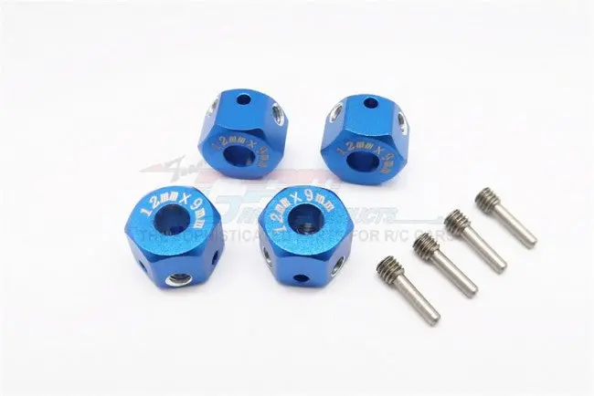 Aluminum Universal Hex Adapter 12Mmx9mm - 4Pcs Set Blue 1