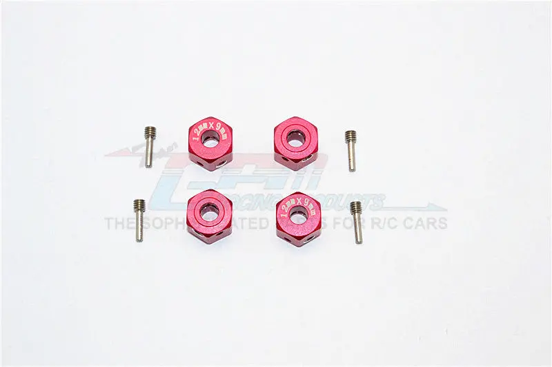 Aluminum Universal Hex Adapter 12Mmx9mm - 4Pcs Set Red 1