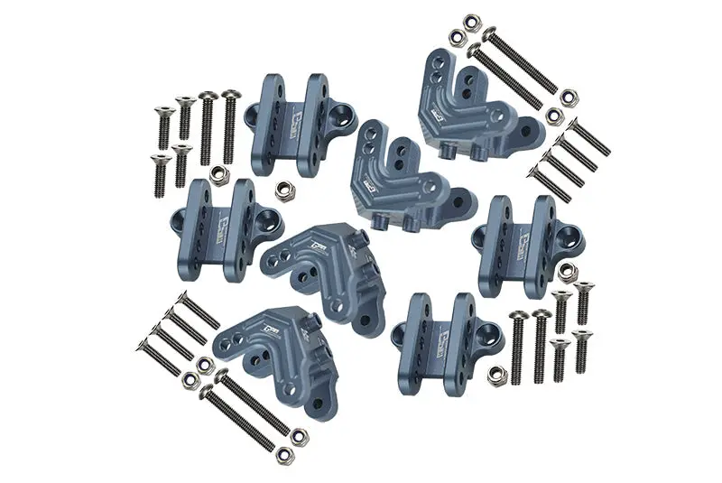 Aluminum Upgrade Combo C (F&R Shock Mounts + Lower Shock Mounts) For Losi 1:8 Lmt Solid Axle Monster Truck Los04022 / Mega Truck Brushless Los04024 / Grave Digger/ Sonuva Digger Los04021 - Gray Silver 1