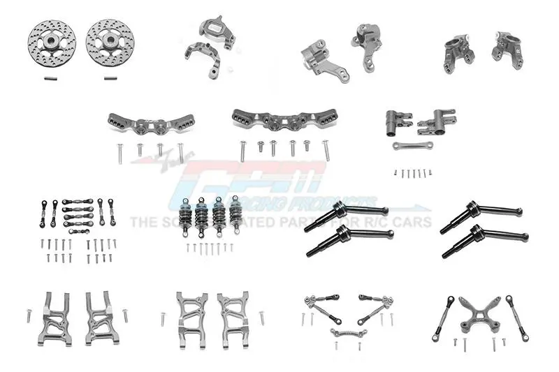 Aluminum Upgrade Combo Pack For 1/10 Traxxas Ford Gt 4-Tec 2.0 83056-4 / 4-Tec 3.0 93054-4 - 119Pc Set Gray Silver 1