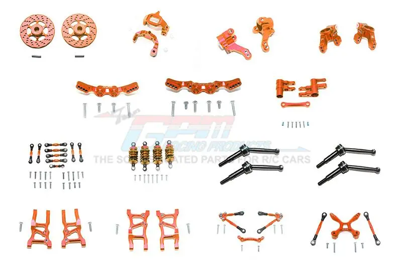 Aluminum Upgrade Combo Pack For 1/10 Traxxas Ford Gt 4-Tec 2.0 83056-4 / 4-Tec 3.0 93054-4 - 119Pc Set Orange 1