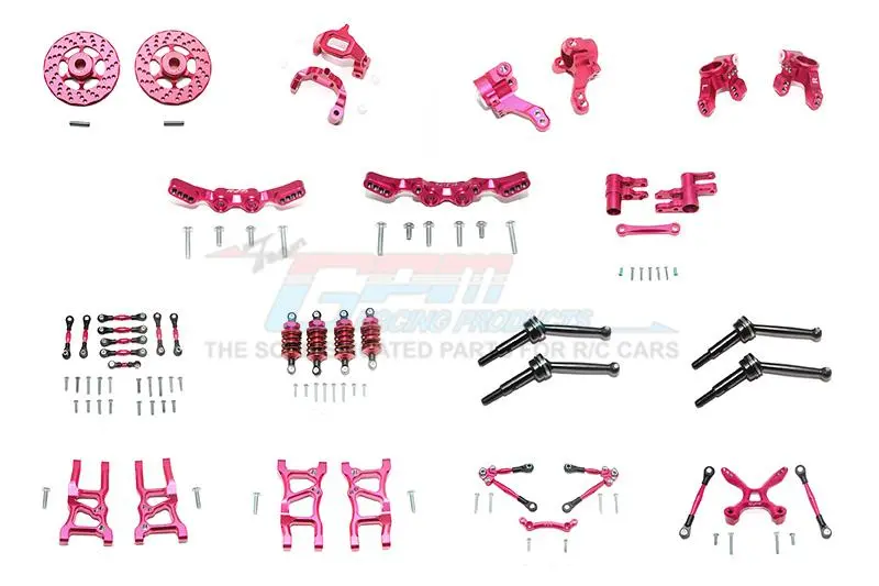 Aluminum Upgrade Combo Pack For 1/10 Traxxas Ford Gt 4-Tec 2.0 83056-4 / 4-Tec 3.0 93054-4 - 119Pc Set Red 1