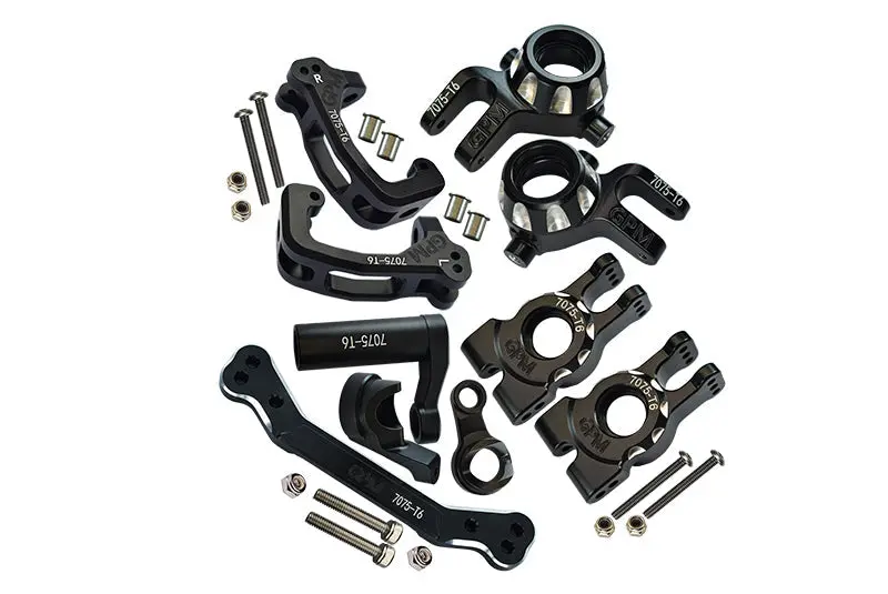 Aluminum Upgrade Combo Set A (C-Hubs + Knuckle Arms + Steering Assembly) For Traxxas 1/8 4Wd Sledge Monster Truck 95076-4 - Black 1