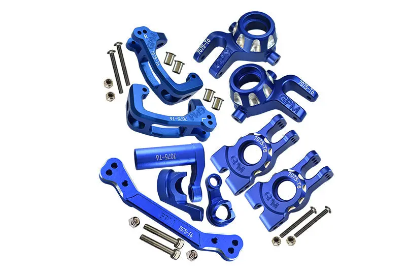 Aluminum Upgrade Combo Set A (C-Hubs + Knuckle Arms + Steering Assembly) For Traxxas 1/8 4Wd Sledge Monster Truck 95076-4 - Blue 1