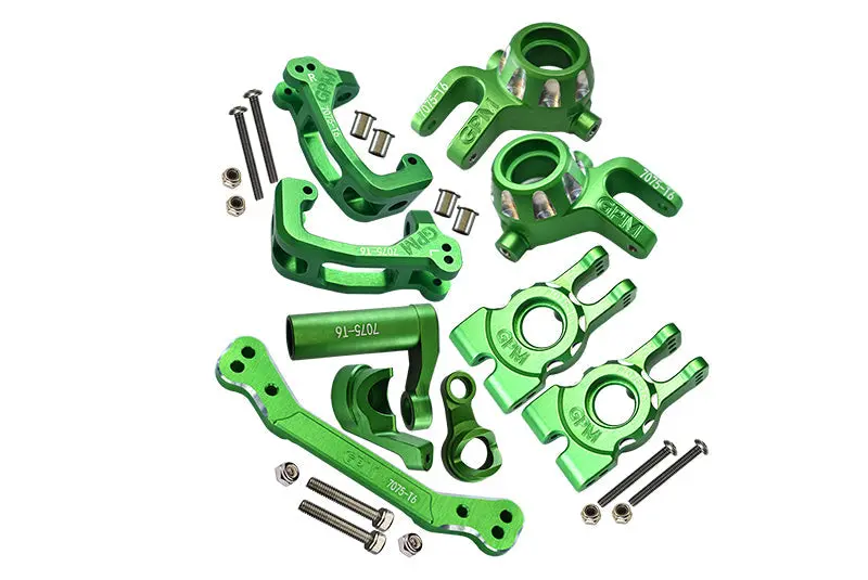 Aluminum Upgrade Combo Set A (C-Hubs + Knuckle Arms + Steering Assembly) For Traxxas 1/8 4Wd Sledge Monster Truck 95076-4 - Green 1