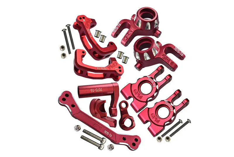 Aluminum Upgrade Combo Set A (C-Hubs + Knuckle Arms + Steering Assembly) For Traxxas 1/8 4Wd Sledge Monster Truck 95076-4 - Red 1