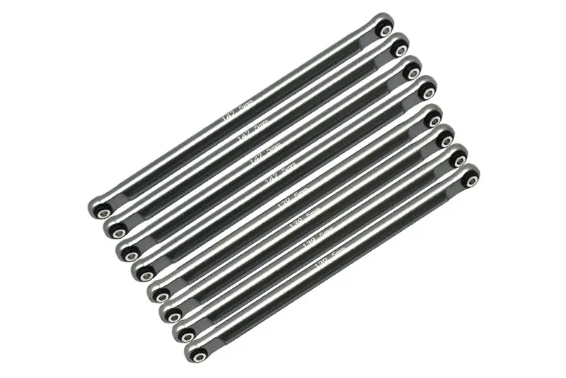 Aluminum Upgrade Combo Set A (Front + Rear Upper & Lower Chassis Links) For Losi 1:8 Lmt 4Wd Solid Axle Monster Truck Los04022 / Lmt Grave Digger / Son-Uva Digger Los04021 Upgrades - Gray Silver 1