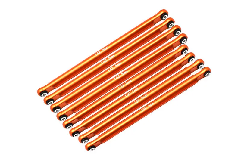 Aluminum Upgrade Combo Set A (Front + Rear Upper & Lower Chassis Links) For Losi 1:8 Lmt 4Wd Solid Axle Monster Truck Los04022 / Lmt Grave Digger / Son-Uva Digger Los04021 Upgrades - Orange 1