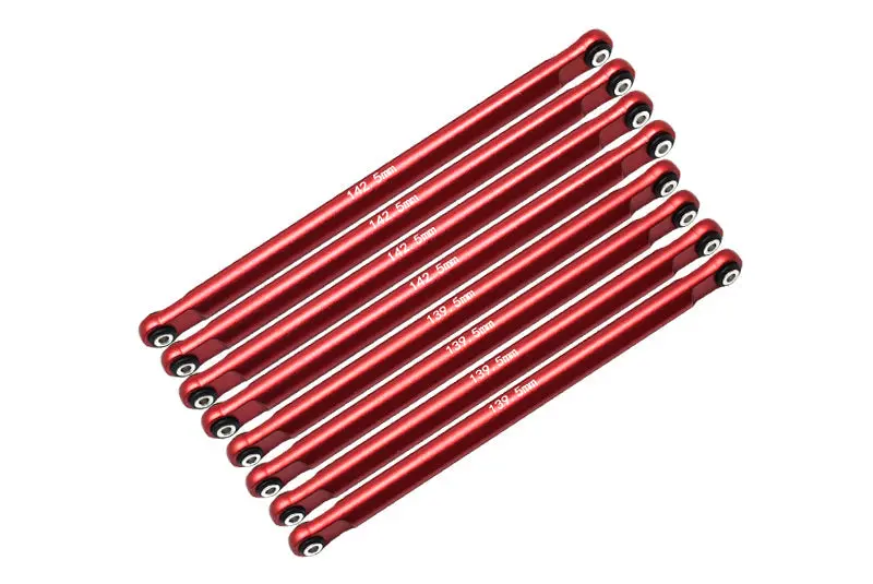 Aluminum Upgrade Combo Set A (Front + Rear Upper & Lower Chassis Links) For Losi 1:8 Lmt 4Wd Solid Axle Monster Truck Los04022 / Lmt Grave Digger / Son-Uva Digger Los04021 Upgrades - Red 1