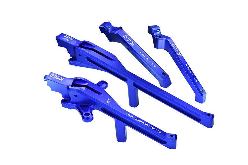 Aluminum Upgrade Combo Set B (Front+Rear Chassis Brace) For Traxxas 1/8 4Wd Sledge Monster Truck 95076-4 - Blue 1
