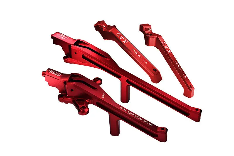 Aluminum Upgrade Combo Set B (Front+Rear Chassis Brace) For Traxxas 1/8 4Wd Sledge Monster Truck 95076-4 - Red 1