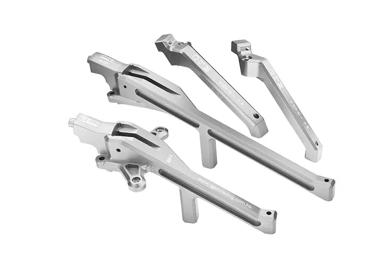 Aluminum Upgrade Combo Set B (Front+Rear Chassis Brace) For Traxxas 1/8 4Wd Sledge Monster Truck 95076-4 - Silver 1