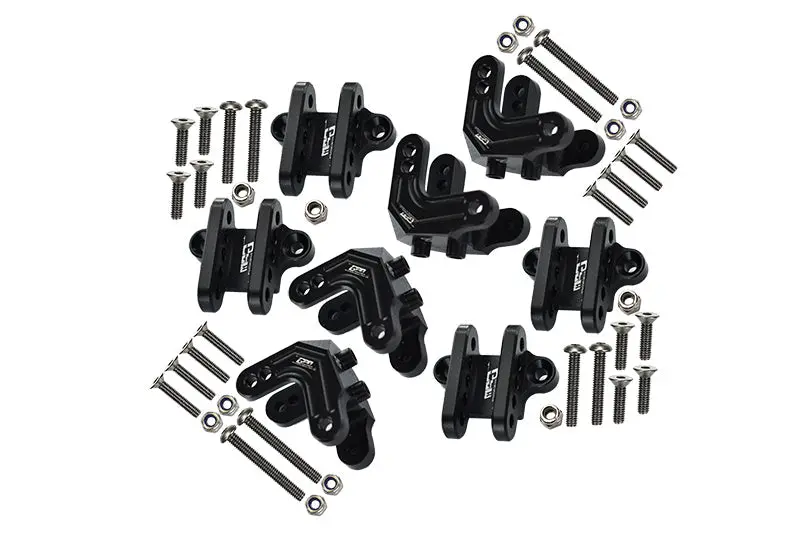 Aluminum Upgrade Combo Set C (F&R Shock Mounts + Lower Shock Mounts) For Losi 1:8 Lmt Solid Axle Monster Truck Los04022 / Mega Truck Brushless Los04024 / Grave Digger / Son-Uva Digger Los04021 - Black 1