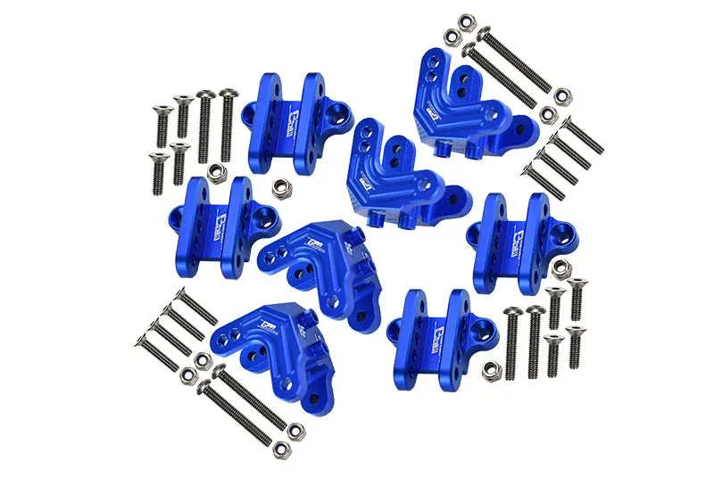 Aluminum Upgrade Combo Set C (F&R Shock Mounts + Lower Shock Mounts) For Losi 1:8 Lmt Solid Axle Monster Truck Los04022 / Mega Truck Brushless Los04024 / Grave Digger / Son-Uva Digger Los04021 - Blue 1