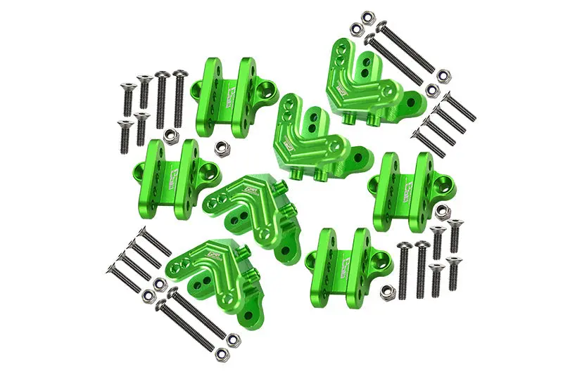 Aluminum Upgrade Combo Set C (F&R Shock Mounts + Lower Shock Mounts) For Losi 1:8 Lmt Solid Axle Monster Truck Los04022 / Mega Truck Brushless Los04024 / Grave Digger / Son-Uva Digger Los04021 - Green 1