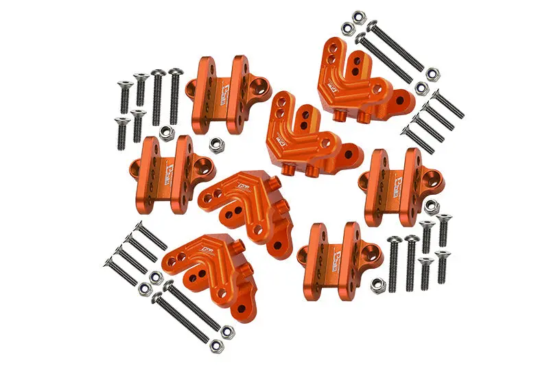 Aluminum Upgrade Combo Set C (F&R Shock Mounts + Lower Shock Mounts) For Losi 1:8 Lmt Solid Axle Monster Truck Los04022 / Mega Truck Brushless Los04024 / Grave Digger/ Son-Uva Digger Los04021 - Orange 1