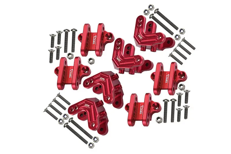 Aluminum Upgrade Combo Set C (F&R Shock Mounts + Lower Shock Mounts) For Losi 1:8 Lmt Solid Axle Monster Truck Los04022 / Mega Truck Brushless Los04024 / Grave Digger / Son-Uva Digger Los04021 - Red 1