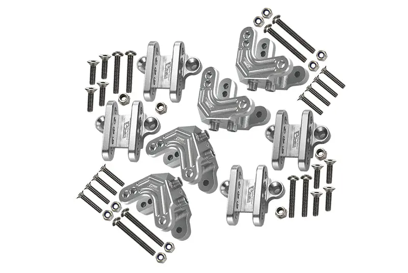 Aluminum Upgrade Combo Set C (F&R Shock Mounts + Lower Shock Mounts) For Losi 1:8 Lmt Solid Axle Monster Truck Los04022 / Mega Truck Brushless Los04024 / Grave Digger/ Son-Uva Digger Los04021 - Silver 1