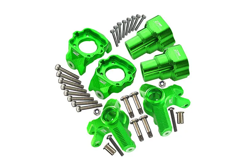 Aluminum Upgrade Combo Set D (Front C-Hubs + F&R Knuckle Arms) For Losi 1:8 Lmt 4Wd Solid Axle Monster Truck Los04022 / Mega Truck Brushless Los04024 / Grave Digger / Son-Uva Digger Los04021 - Green 1