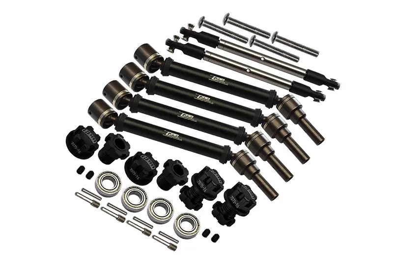 Aluminum Upgrade Combo Set Suitable For +20Mm Widening Kit (Cvd Drive Shaft + Hex Adapter + Wheel Lock + Front Steering Tie Rod) For Traxxas 1:10 4Wd Maxx 89076-4 / 4Wd Maxx With Widemaxx 89086-4 - Black 1
